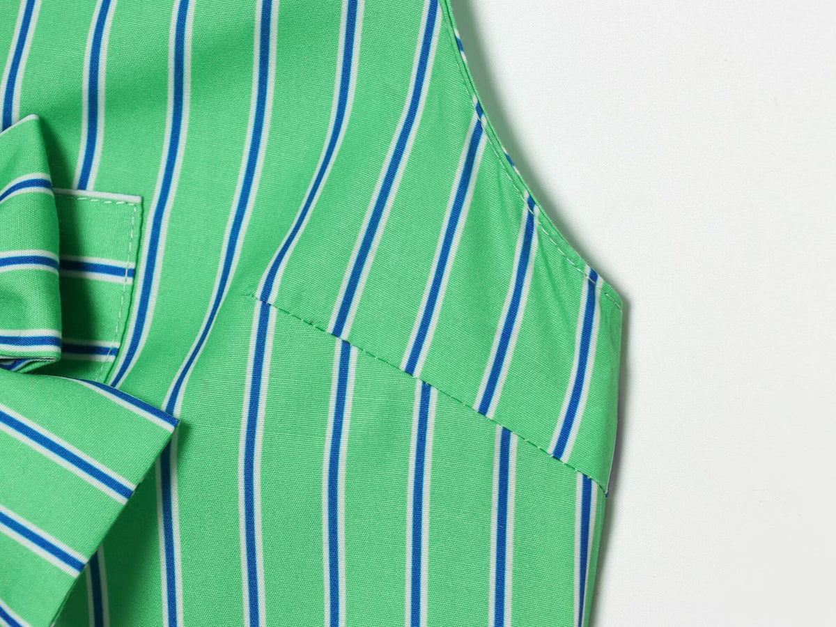 Women's bow decoration striped sleeveless shirt