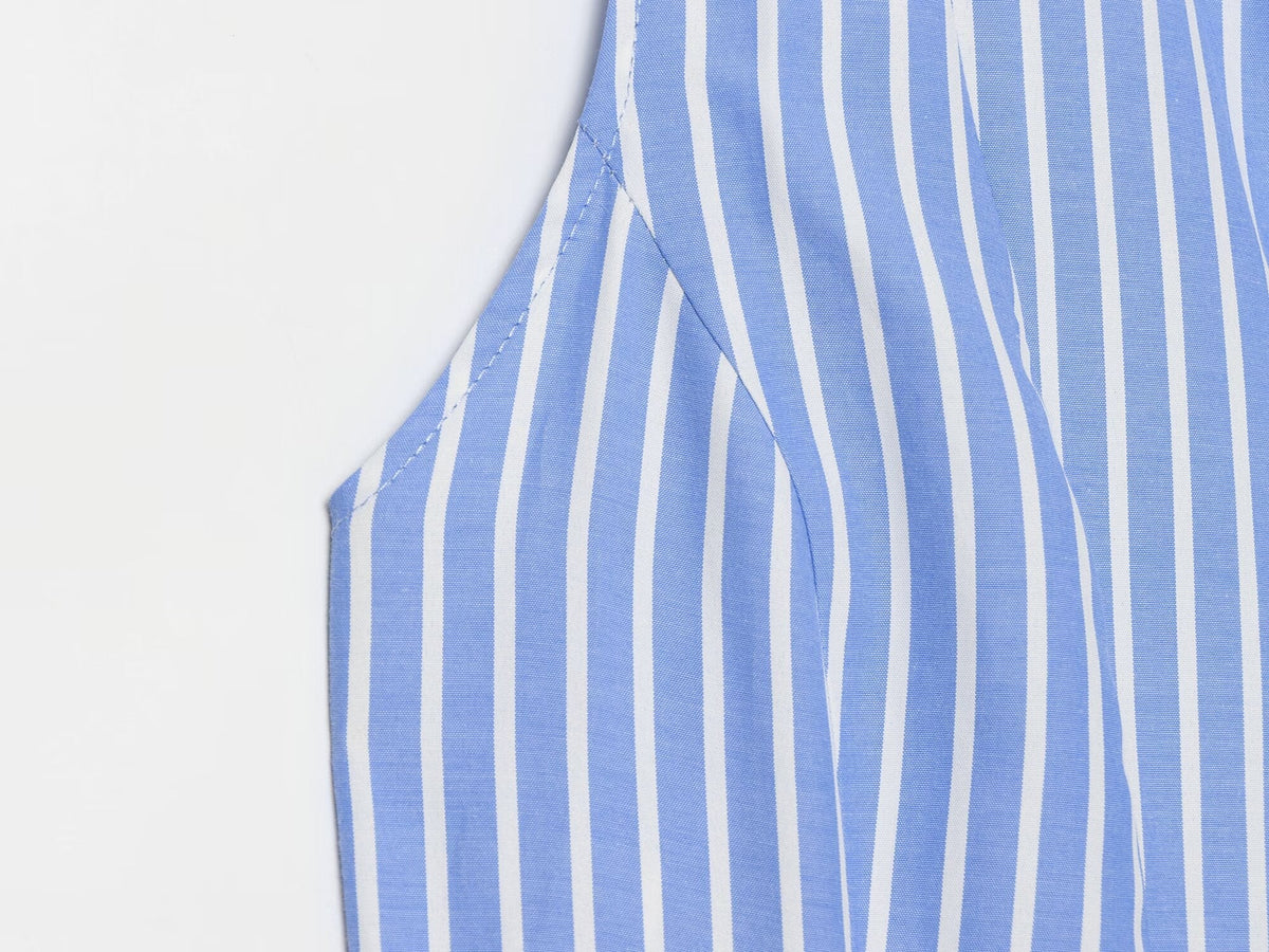 Women's bow decoration striped sleeveless shirt