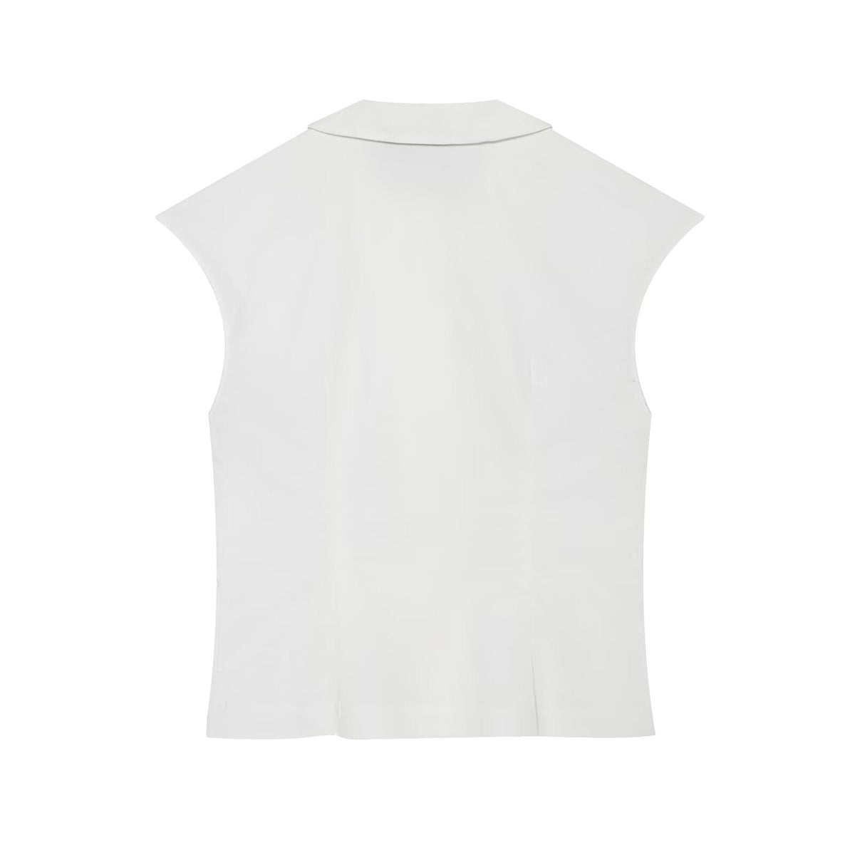 Women's breasted decorative sleeveless lapel top