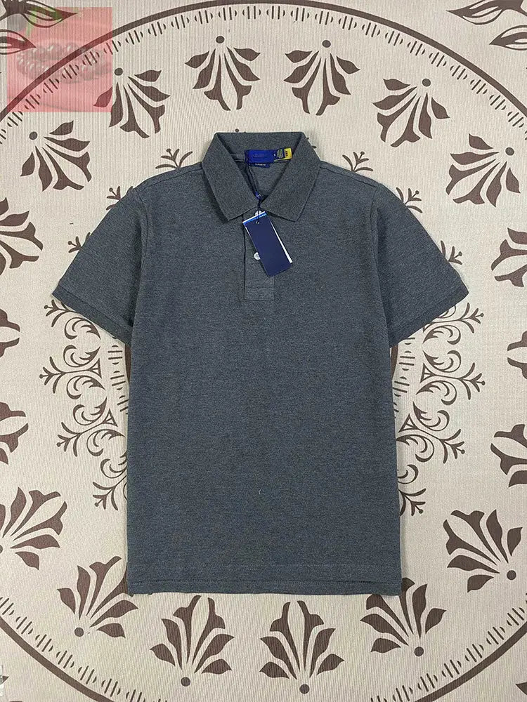 Men’s and women’s new Joker Couple style cotton beaded fabric embroidered POLO shirt - Dark grey / S